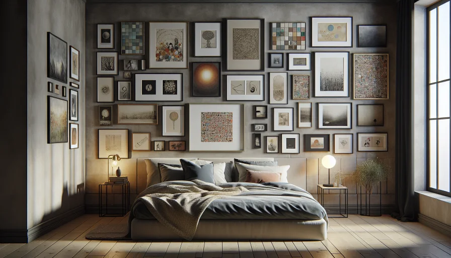 bedroom gallery wall